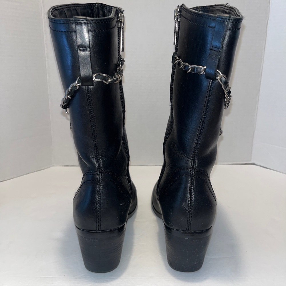 HARLEY-DAVIDSON Women’s Black Leather Mid-Calf Zip Up Boots, Size 8 M #D85438 - Picture 4 of 16